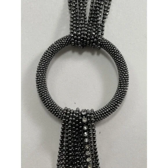 Joan Rivers Multichain And Circles 29 inch Necklace Rhinestone Dark Silver Tone - Picture 16 of 16